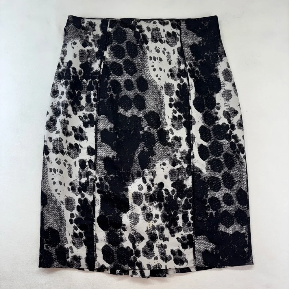 Worthington‎ Petite Women's Pencil Skirt 14P Black Gray Abstract Career Business